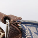 FENDI Zucca Canvas Celeria Shoulder Bag Navy Silver 8BT092 Auth 209895A-14