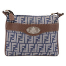 FENDI Zucca Canvas Celeria Shoulder Bag Navy Silver 8BT092 Auth 209895A-2