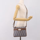FENDI Zucca Canvas Celeria Shoulder Bag Navy Silver 8BT092 Auth 209895A-27