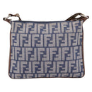 FENDI Zucca Canvas Celeria Shoulder Bag Navy Silver 8BT092 Auth 209895A-3