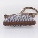 FENDI Zucca Canvas Celeria Shoulder Bag Navy Silver 8BT092 Auth 209895A-9