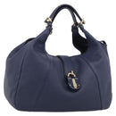 LOEWE Karie Shoulder Bag Leather Navy Gold Auth 209899V-1