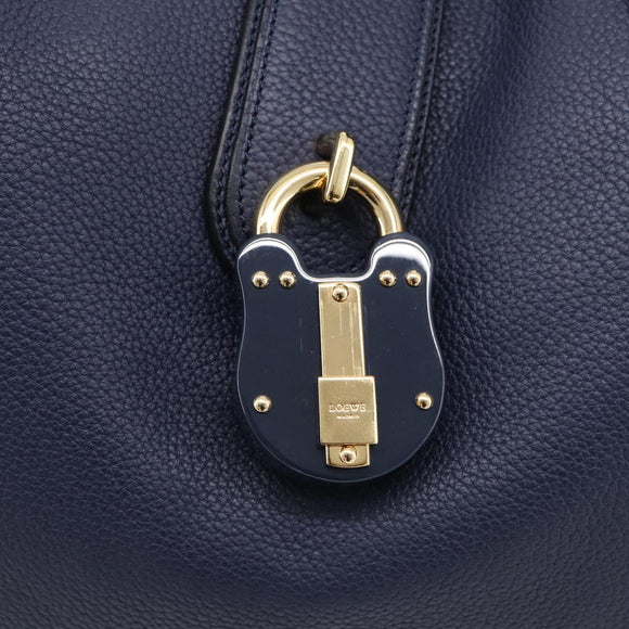 LOEWE Karie Shoulder Bag Leather Navy Gold Auth 209899V