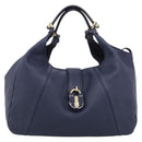 LOEWE Karie Shoulder Bag Leather Navy Gold Auth 209899V-13