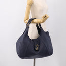 LOEWE Karie Shoulder Bag Leather Navy Gold Auth 209899V-25