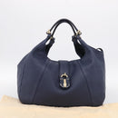 LOEWE Karie Shoulder Bag Leather Navy Gold Auth 209899V-12