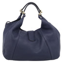 LOEWE Karie Shoulder Bag Leather Navy Gold Auth 209899V-2