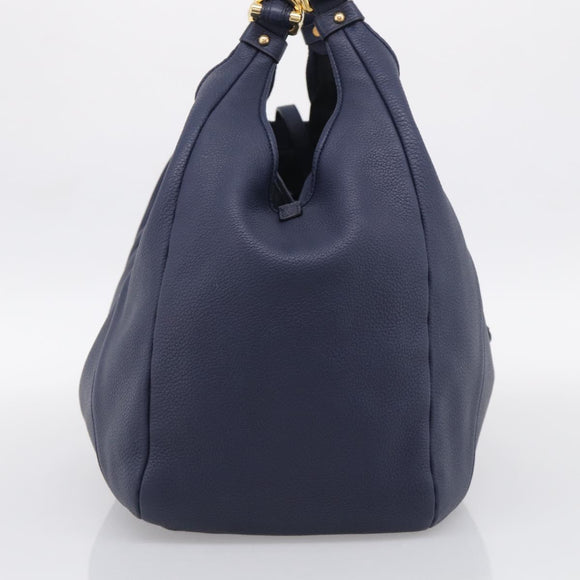 LOEWE Karie Shoulder Bag Leather Navy Gold Auth 209899V
