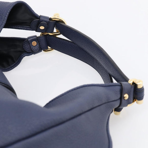 LOEWE Karie Shoulder Bag Leather Navy Gold Auth 209899V