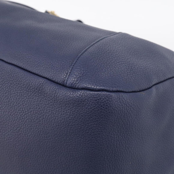 LOEWE Karie Shoulder Bag Leather Navy Gold Auth 209899V
