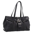 PRADA Shoulder Bag Leather Black Silver Auth 209900V-1