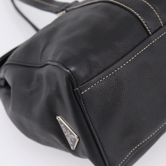 PRADA Shoulder Bag Leather Black Silver Auth 209900V