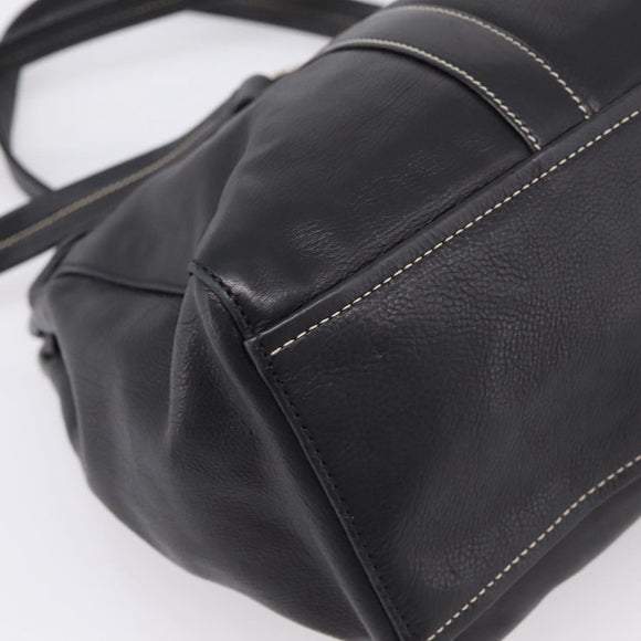 PRADA Shoulder Bag Leather Black Silver Auth 209900V