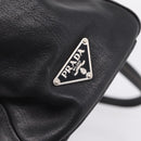 PRADA Shoulder Bag Leather Black Silver Auth 209900V-17