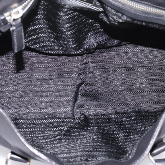 PRADA Shoulder Bag Leather Black Silver Auth 209900V