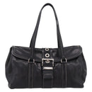 PRADA Shoulder Bag Leather Black Silver Auth 209900V-13