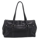PRADA Shoulder Bag Leather Black Silver Auth 209900V-3