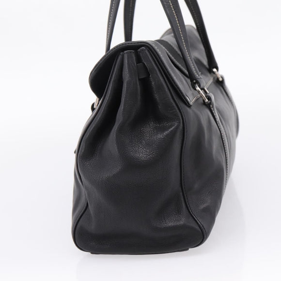 PRADA Shoulder Bag Leather Black Silver Auth 209900V