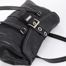 PRADA Shoulder Bag Leather Black Silver Auth 209900V-6