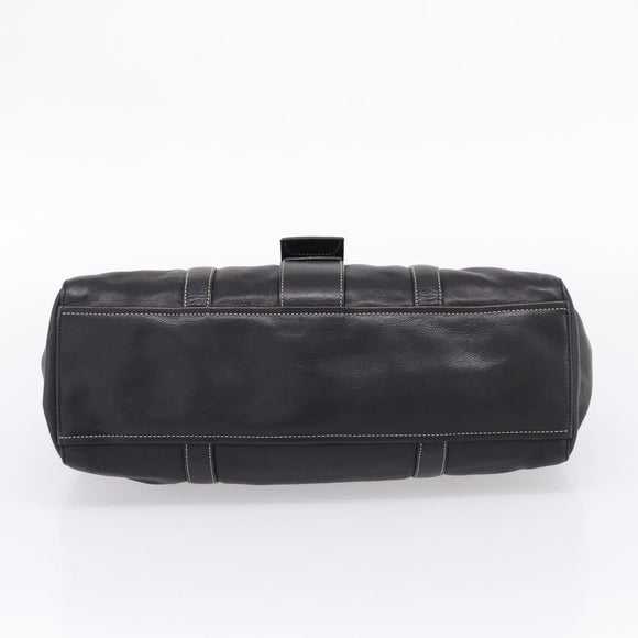 PRADA Shoulder Bag Leather Black Silver Auth 209900V