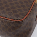 CELINE Macadam Canvas Vanity Cosmetic Pouch PVC Leather Brown Gold Auth 209901-10