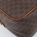 CELINE Macadam Canvas Vanity Cosmetic Pouch PVC Leather Brown Gold Auth 209901-11