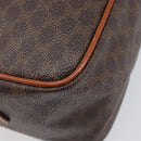 CELINE Macadam Canvas Vanity Cosmetic Pouch PVC Leather Brown Gold Auth 209901-13