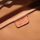 CELINE Macadam Canvas Vanity Cosmetic Pouch PVC Leather Brown Gold Auth 209901-16