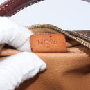 CELINE Macadam Canvas Vanity Cosmetic Pouch PVC Leather Brown Gold Auth 209901-20
