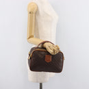 CELINE Macadam Canvas Vanity Cosmetic Pouch PVC Leather Brown Gold Auth 209901-21