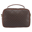 CELINE Macadam Canvas Vanity Cosmetic Pouch PVC Leather Brown Gold Auth 209901-3