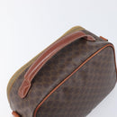 CELINE Macadam Canvas Vanity Cosmetic Pouch PVC Leather Brown Gold Auth 209901-6