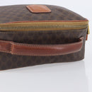 CELINE Macadam Canvas Vanity Cosmetic Pouch PVC Leather Brown Gold Auth 209901-7
