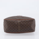 CELINE Macadam Canvas Vanity Cosmetic Pouch PVC Leather Brown Gold Auth 209901-9