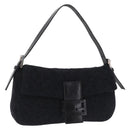 FENDI Mamma Baguette Shoulder Bag Knitted Fabrics Gray Silver Auth 209903V-1