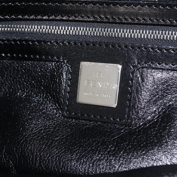 FENDI Mamma Baguette Shoulder Bag Knitted Fabrics Gray Silver Auth 209903V