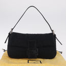 FENDI Mamma Baguette Shoulder Bag Knitted Fabrics Gray Silver Auth 209903V-29