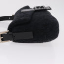FENDI Mamma Baguette Shoulder Bag Knitted Fabrics Gray Silver Auth 209903V-5