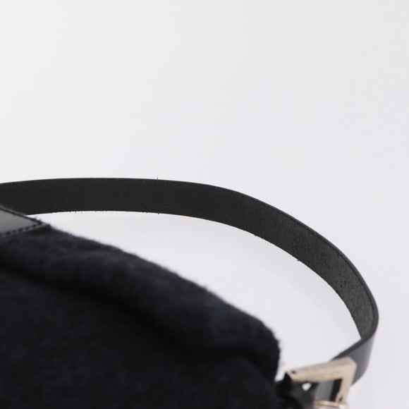 FENDI Mamma Baguette Shoulder Bag Knitted Fabrics Gray Silver Auth 209903V