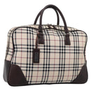 BURBRRRY Nova Check Boston Bag Nylon Beige Silver Auth 209909V-1