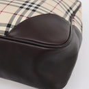 BURBRRRY Nova Check Boston Bag Nylon Beige Silver Auth 209909V-10