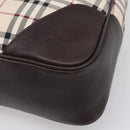 BURBRRRY Nova Check Boston Bag Nylon Beige Silver Auth 209909V-12