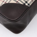 BURBRRRY Nova Check Boston Bag Nylon Beige Silver Auth 209909V-13