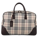 BURBRRRY Nova Check Boston Bag Nylon Beige Silver Auth 209909V-2