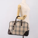 BURBRRRY Nova Check Boston Bag Nylon Beige Silver Auth 209909V-23