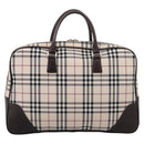 BURBRRRY Nova Check Boston Bag Nylon Beige Silver Auth 209909V-3