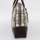BURBRRRY Nova Check Boston Bag Nylon Beige Silver Auth 209909V-4