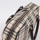 BURBRRRY Nova Check Boston Bag Nylon Beige Silver Auth 209909V-6