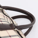 BURBRRRY Nova Check Boston Bag Nylon Beige Silver Auth 209909V-8