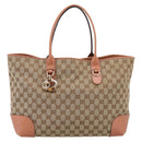 GUCCI GG Canvas Tote Bag Beige Gold 269956 Auth 209910-2